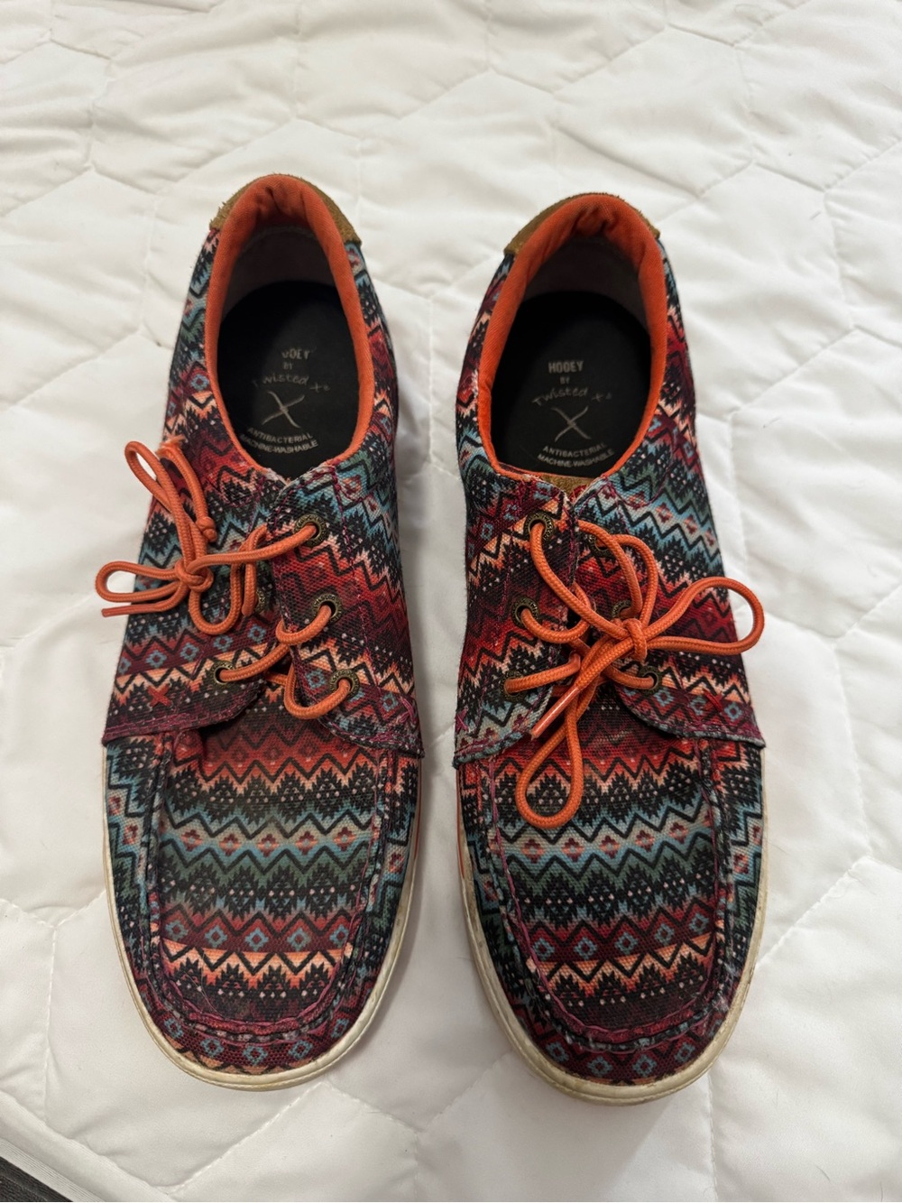 Hooey By Twisted X Men's Patterned Boat Shoes with Orange Laces